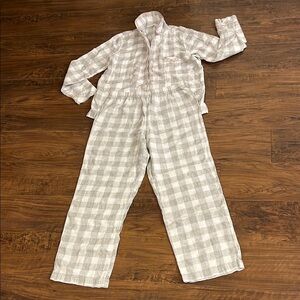 Charter Club Cozy Cotton Women’s Pajamas in Gray Checkered Pattern, Sz PS
